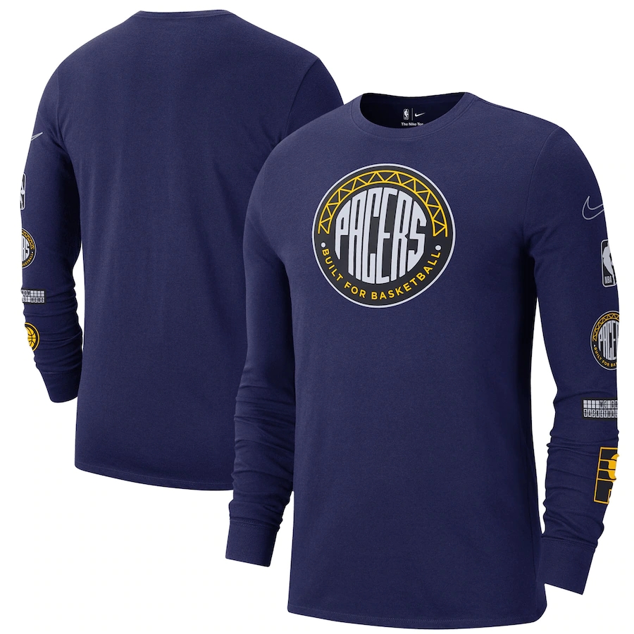 Men's Indiana Pacers Navy 2022/23 City Edition Essential Expressive Long Sleeve T-Shirt Men's Indiana Pacers Navy 2022/23 City Edition Essential Expressive Long Sleeve T-Shirt